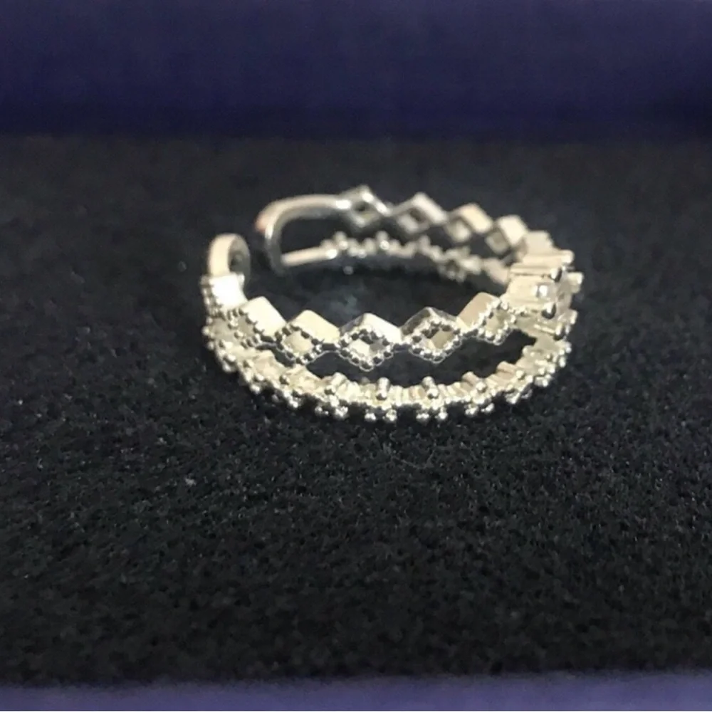 Sterling Silver Floral Open Band Ring